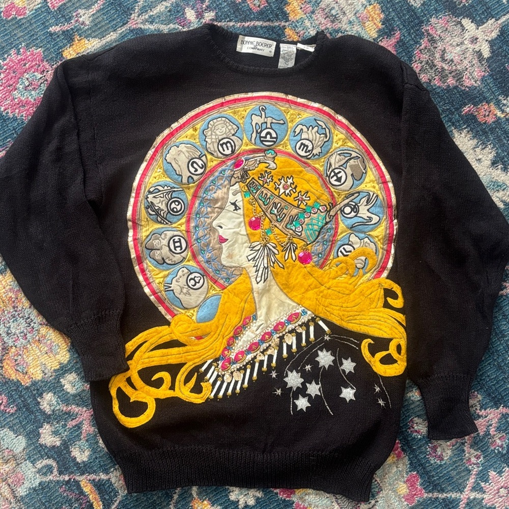 ✨Vintage 1987 Bonnie Boerer Zodiac Astrology Art Sweater ✨